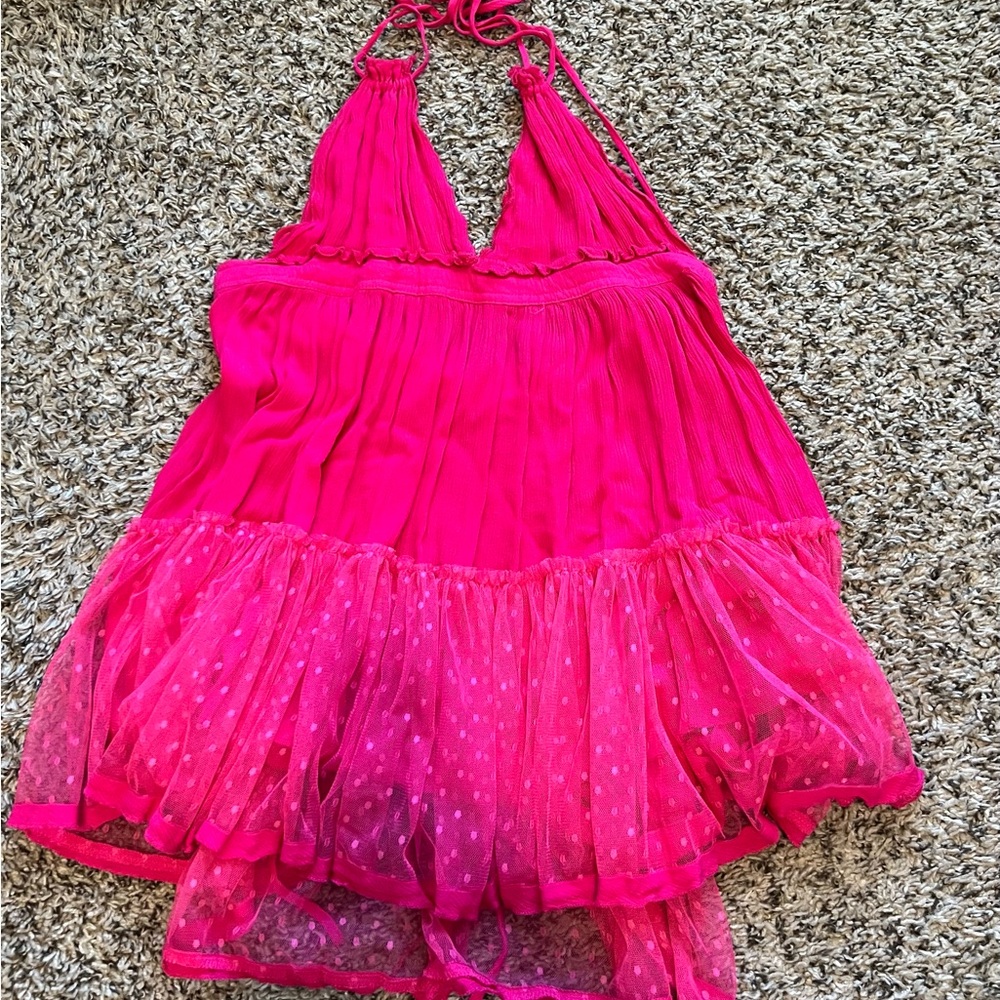 Hot pink mini dress